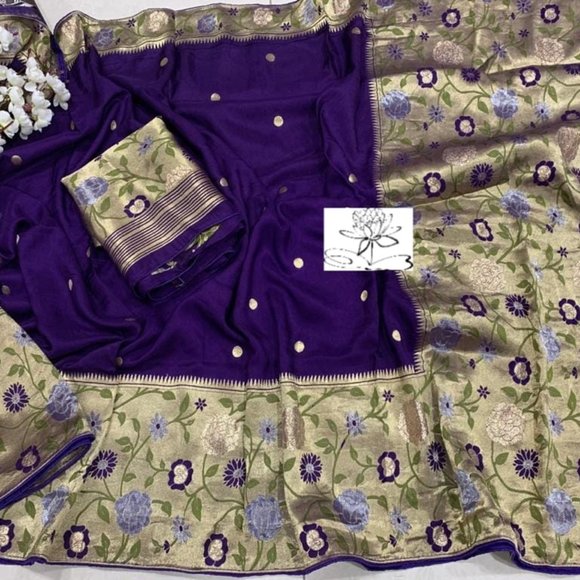 Munga crepe Silk Saree | Party Saree |  Saree for wedding | Crepe silk Saree - Picture 5 of 5